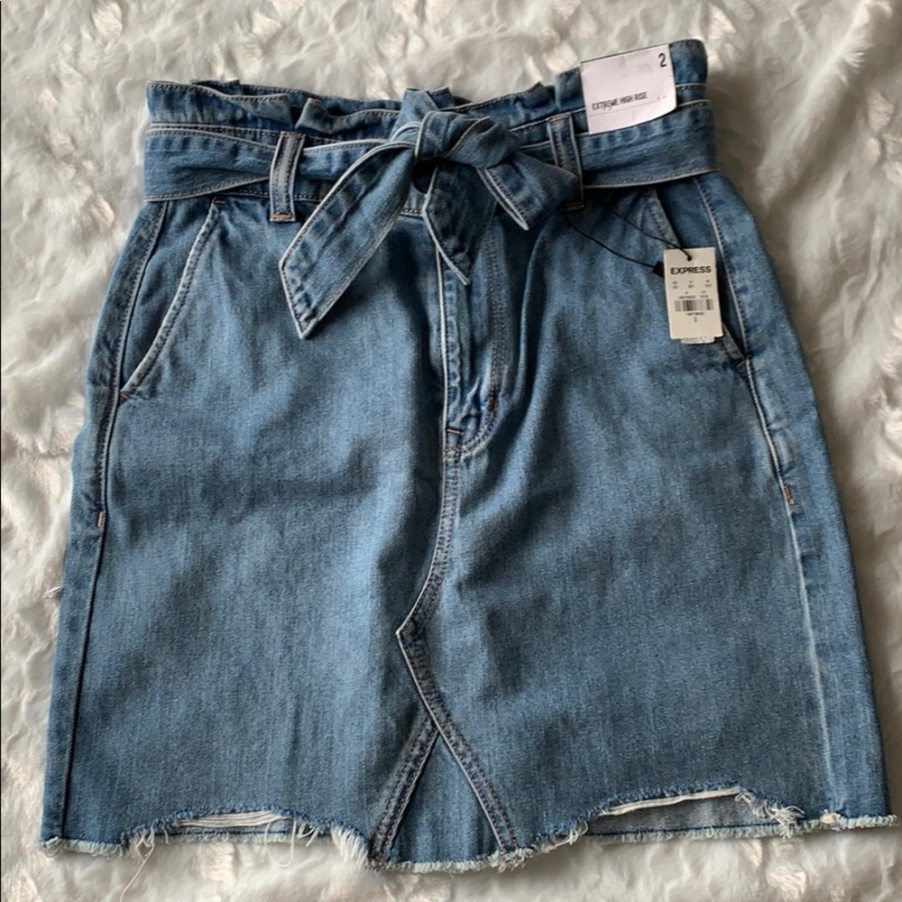 [2] Express High Waisted Jean Skirt